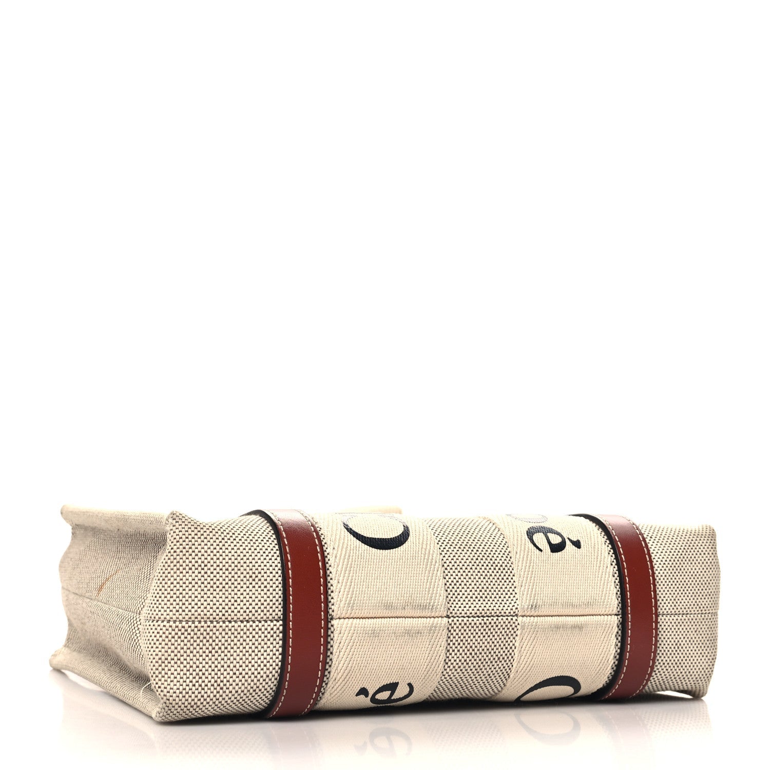 Cotton Calfskin Small Woody Ribbon Tote White Brown