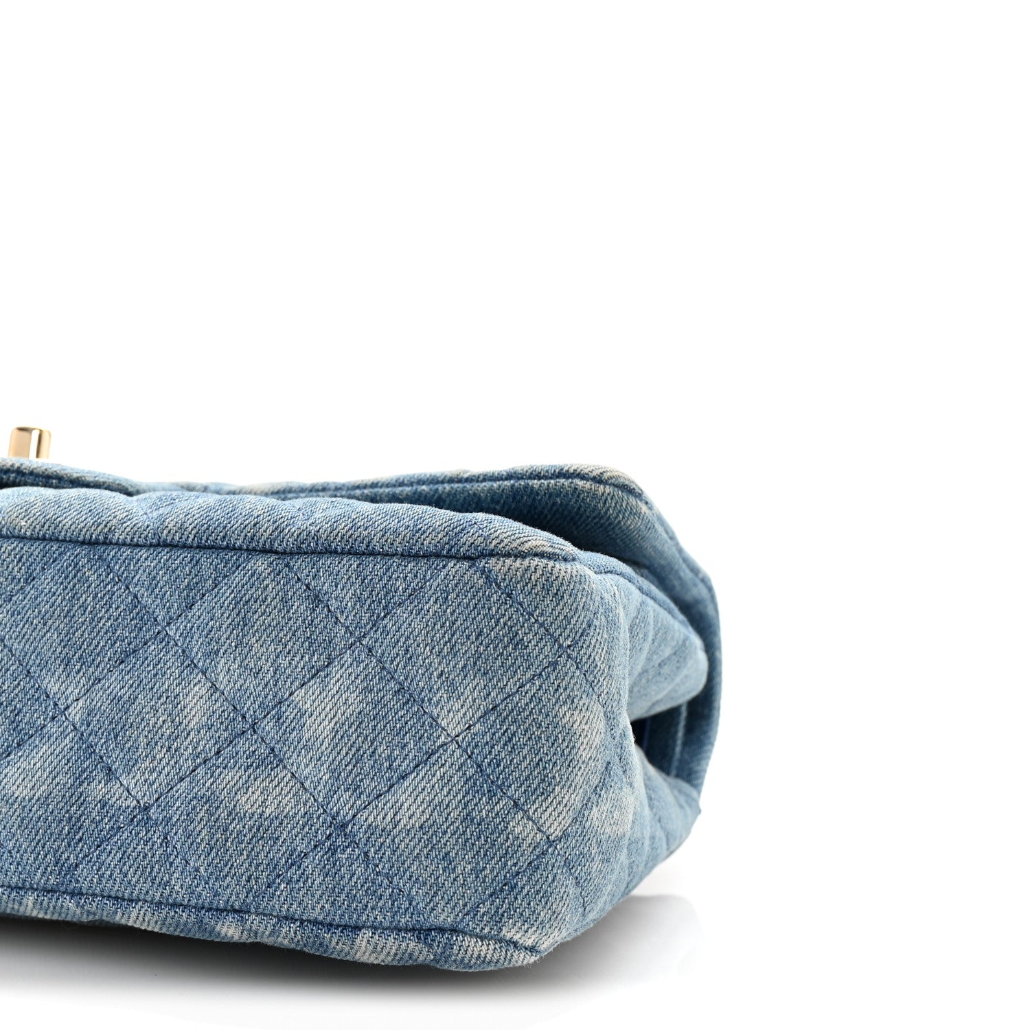 Denim Quilted Medium Double Flap Blue