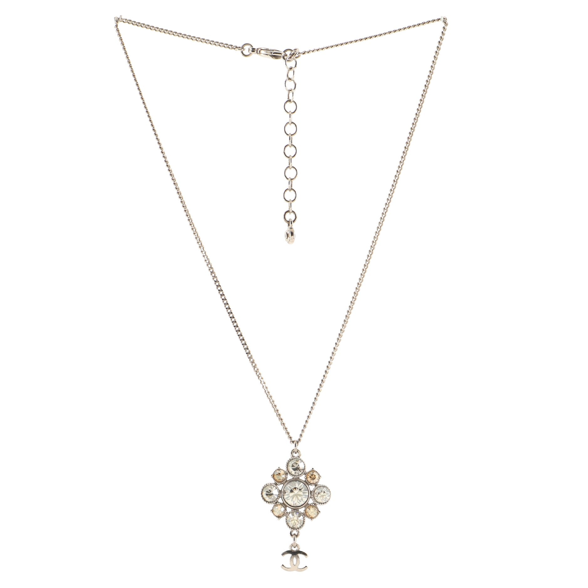 CC Cluster Pendant Necklace Crystal Embellished Metal