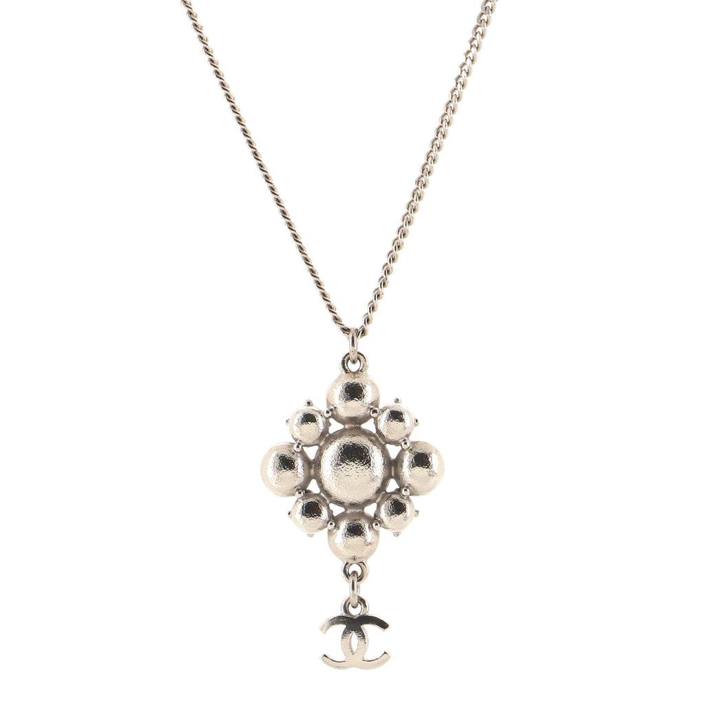 CC Cluster Pendant Necklace Crystal Embellished Metal