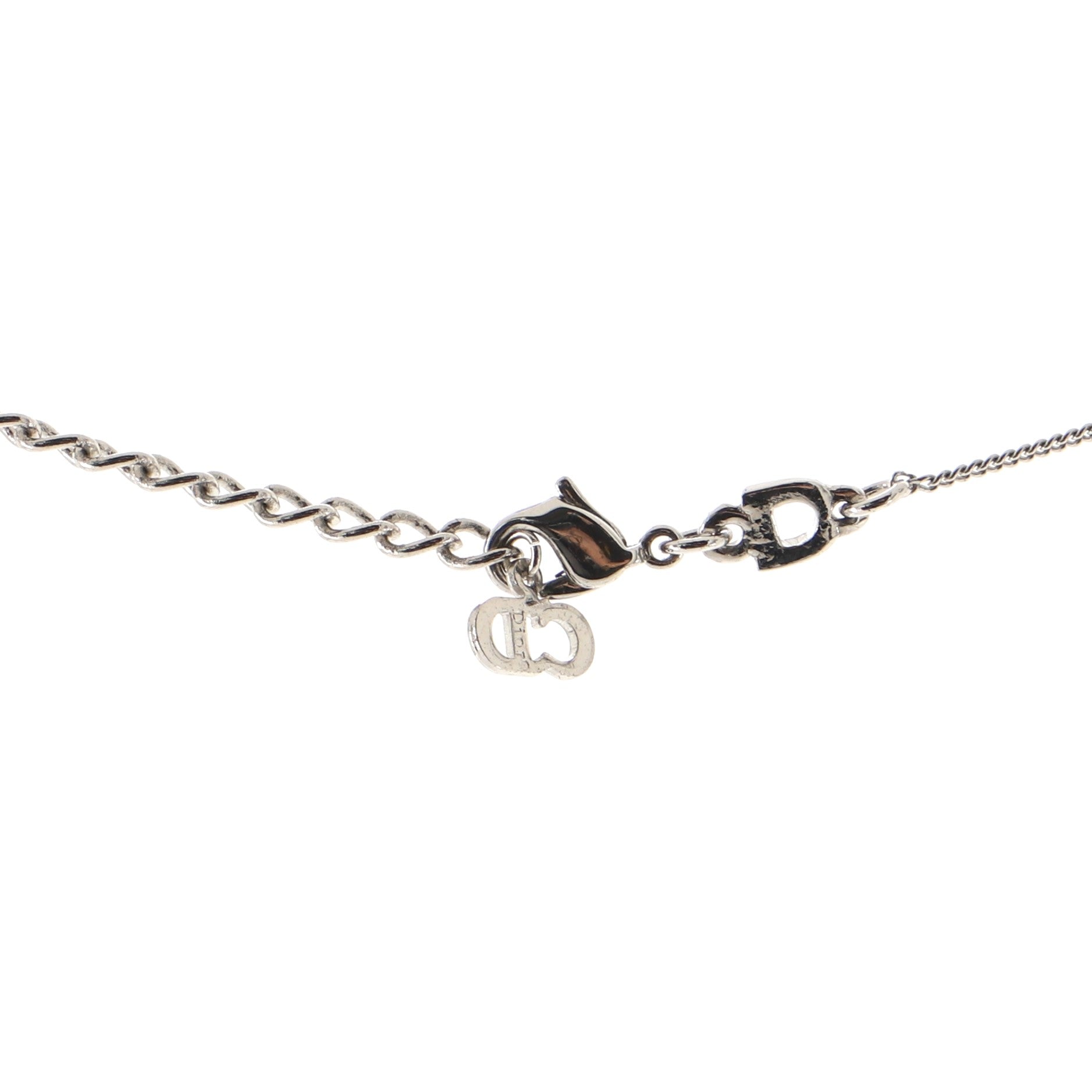 Vintage Logo Dog Tag Necklace Metal with Crystals