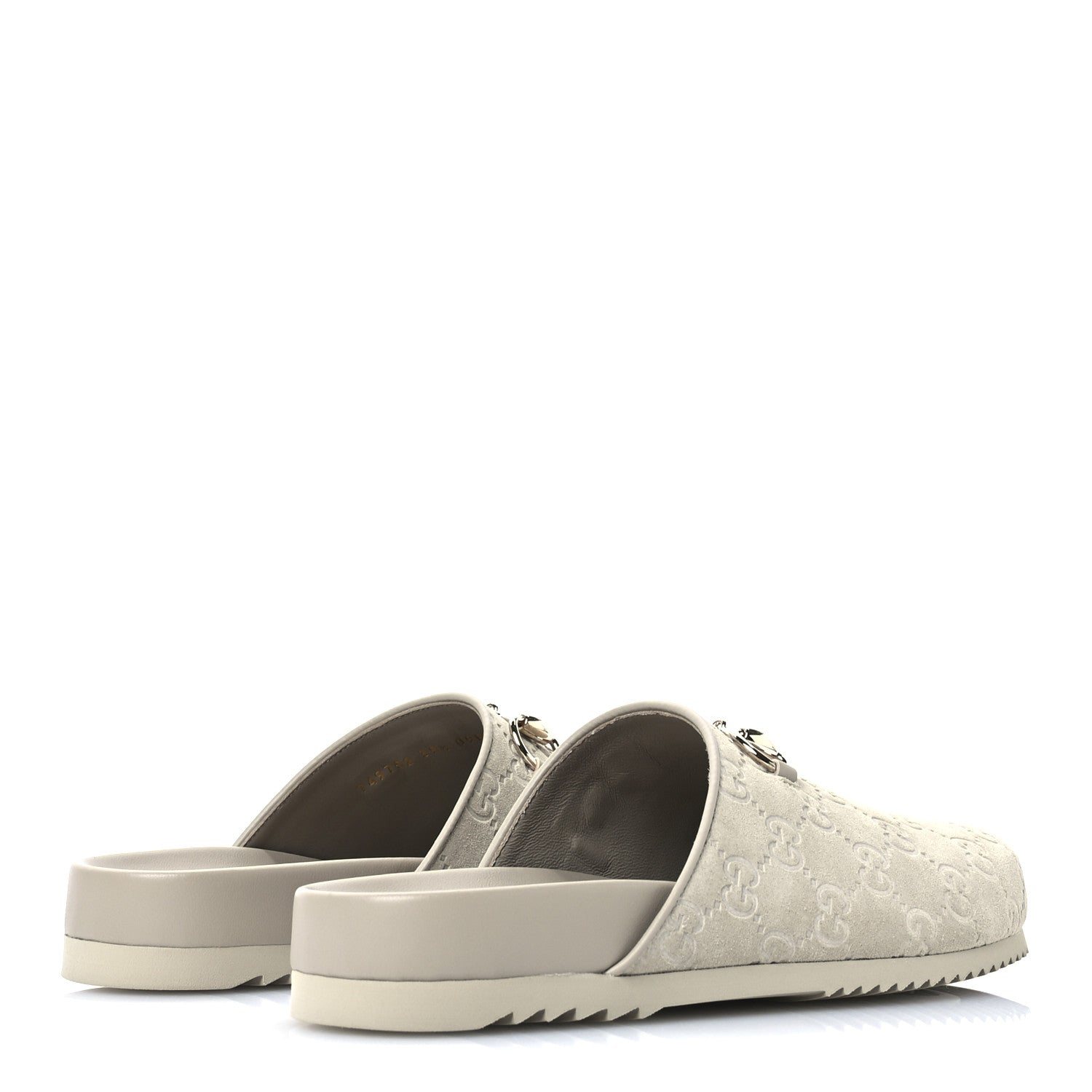 Luxury Suede Guccissima Miro Soft Womens Horsebit Slippers 39.5 Oatmeal