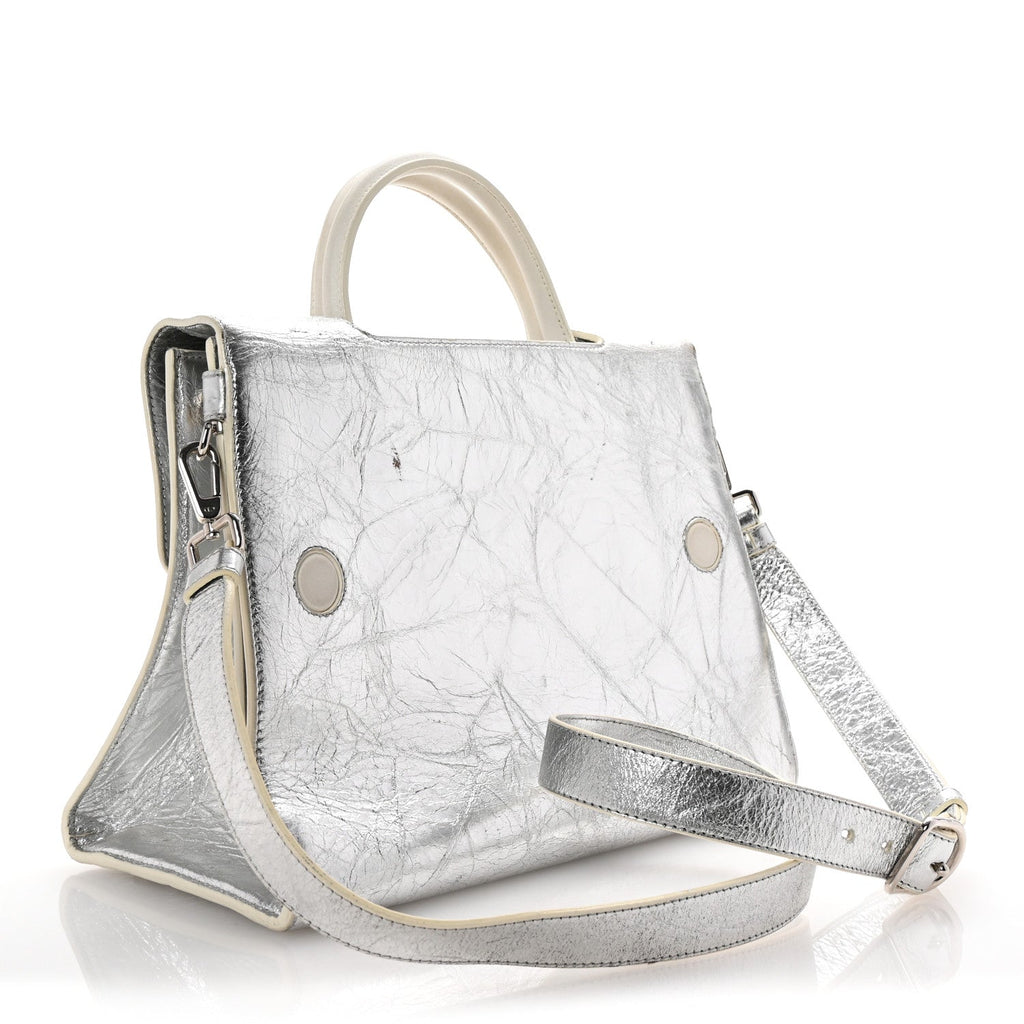 Metallic Calfskin Medium Diorever Flap Silver