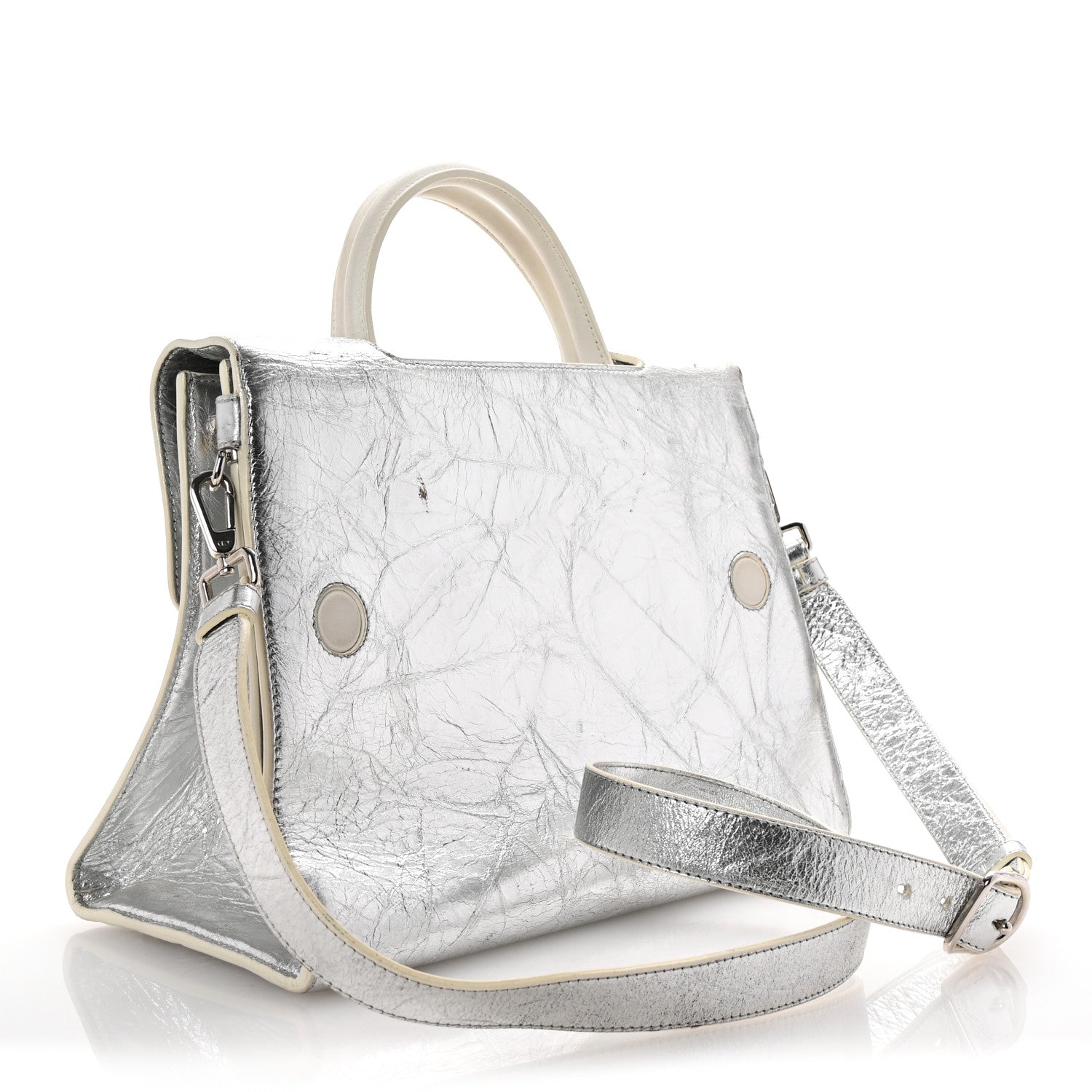 Metallic Calfskin Medium Diorever Flap Silver