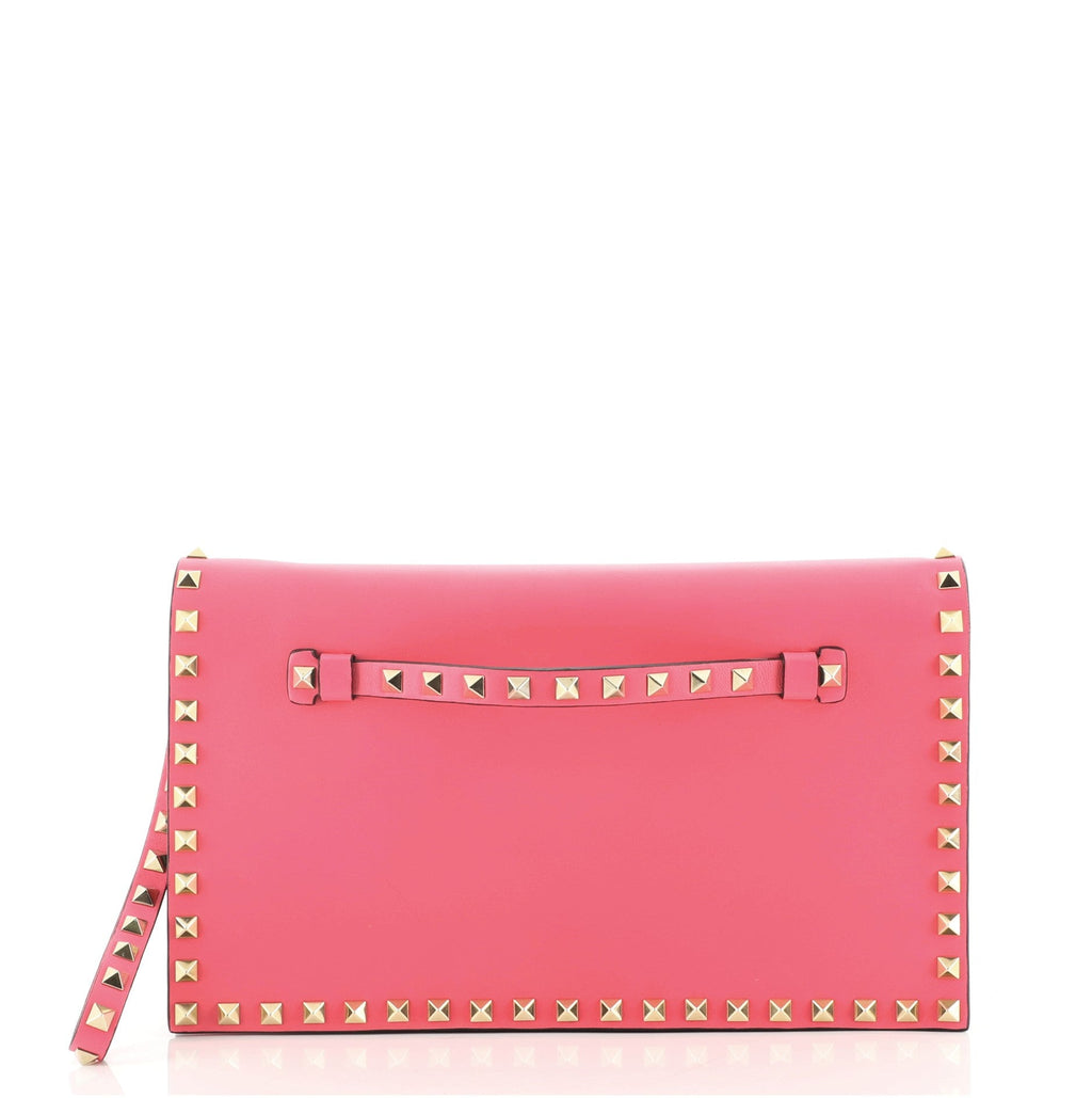 Rockstud Flap Clutch Leather