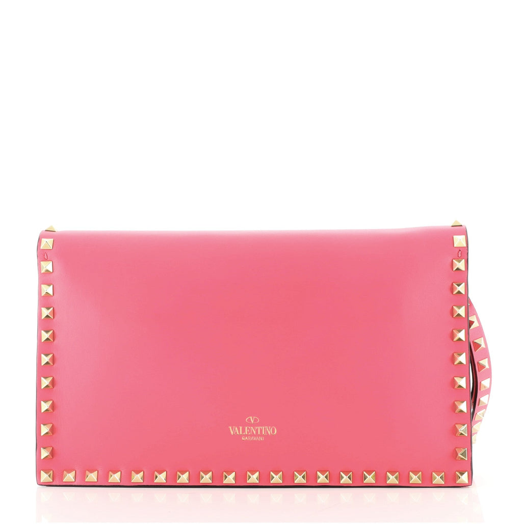 Rockstud Flap Clutch Leather