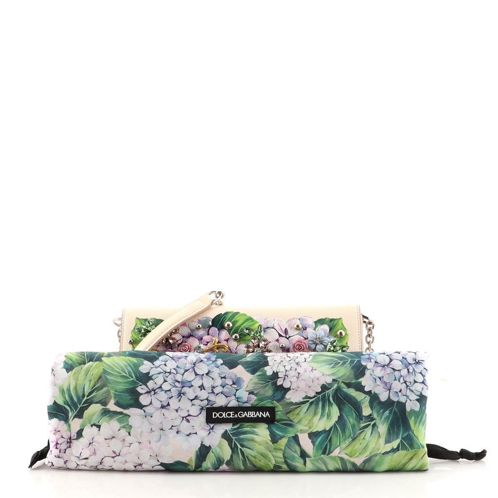 Padlock Chain Clutch Embellished Leather