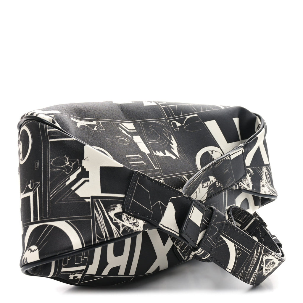 X JAMES JEAN Calfskin Comic Print Belt Bag Black