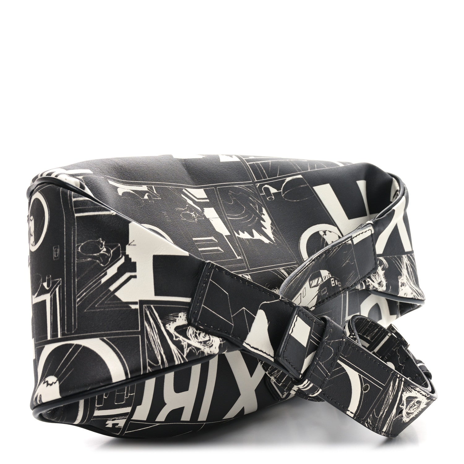 X JAMES JEAN Calfskin Comic Print Belt Bag Black