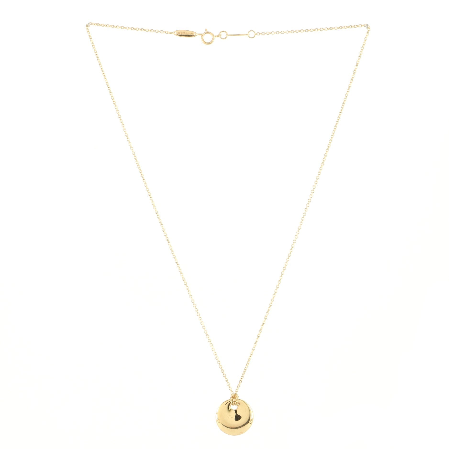Round Pendant 18K Yellow Gold Necklace