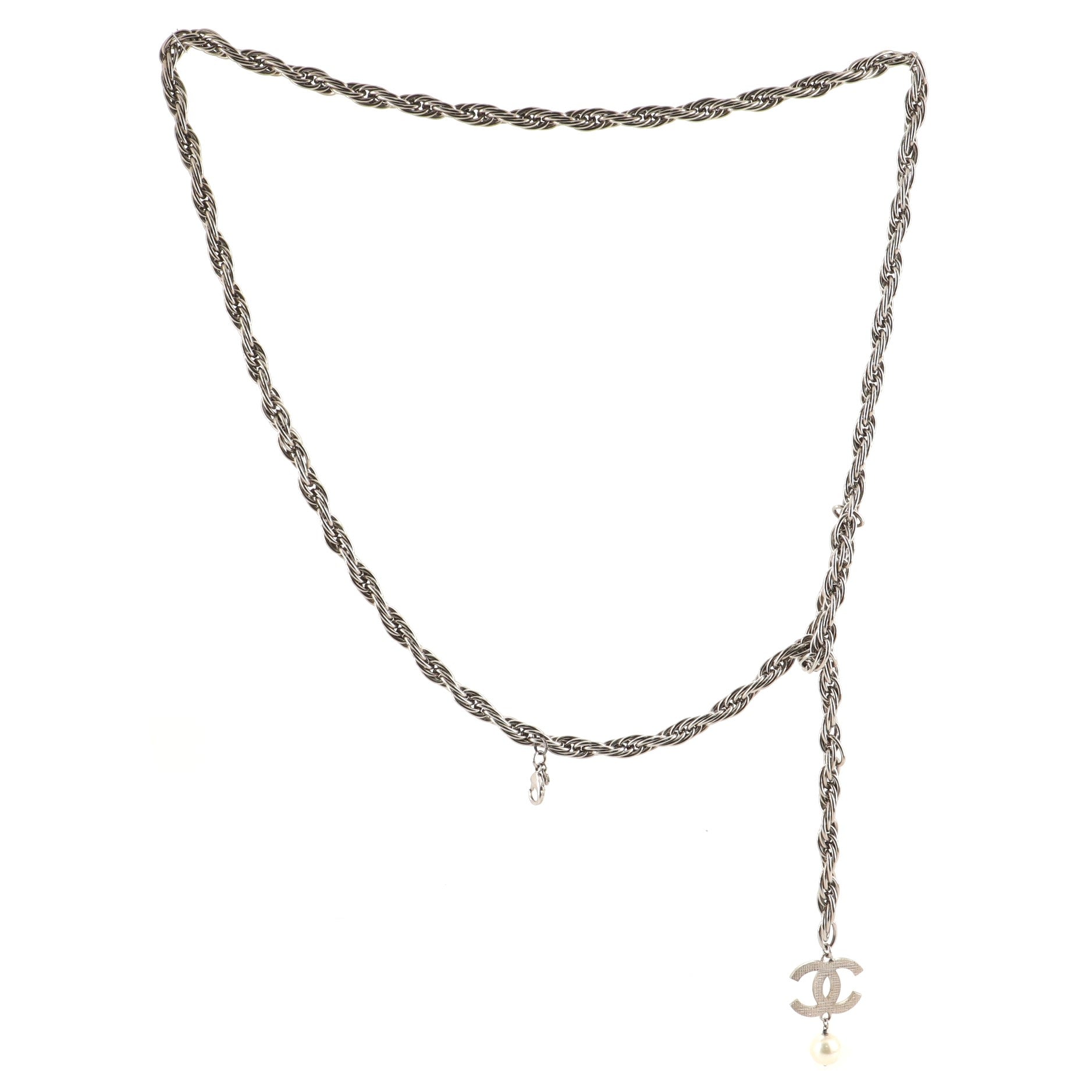 CC Twist Chain Belt Metal with Faux Pearl 120