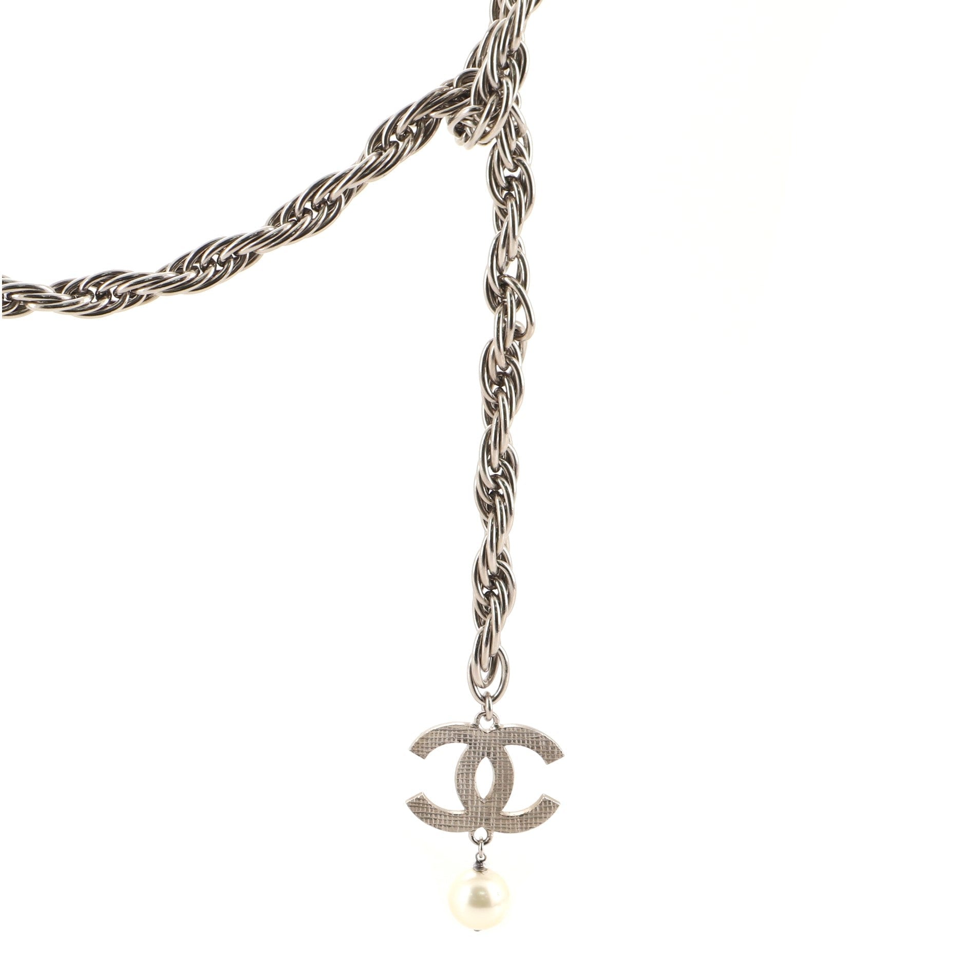 CC Twist Chain Belt Metal with Faux Pearl 120