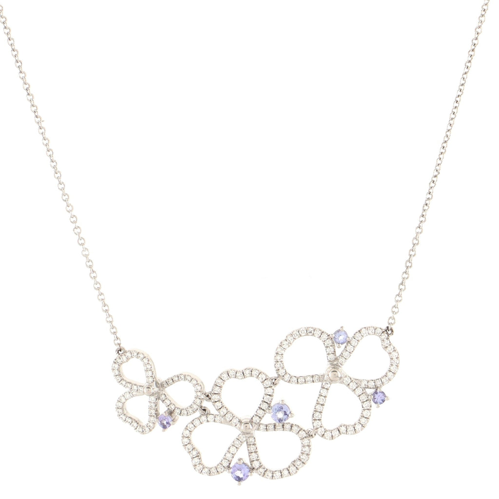 Paper Flowers Open Cluster Necklace Platinum with Diamonds and Tanzanites