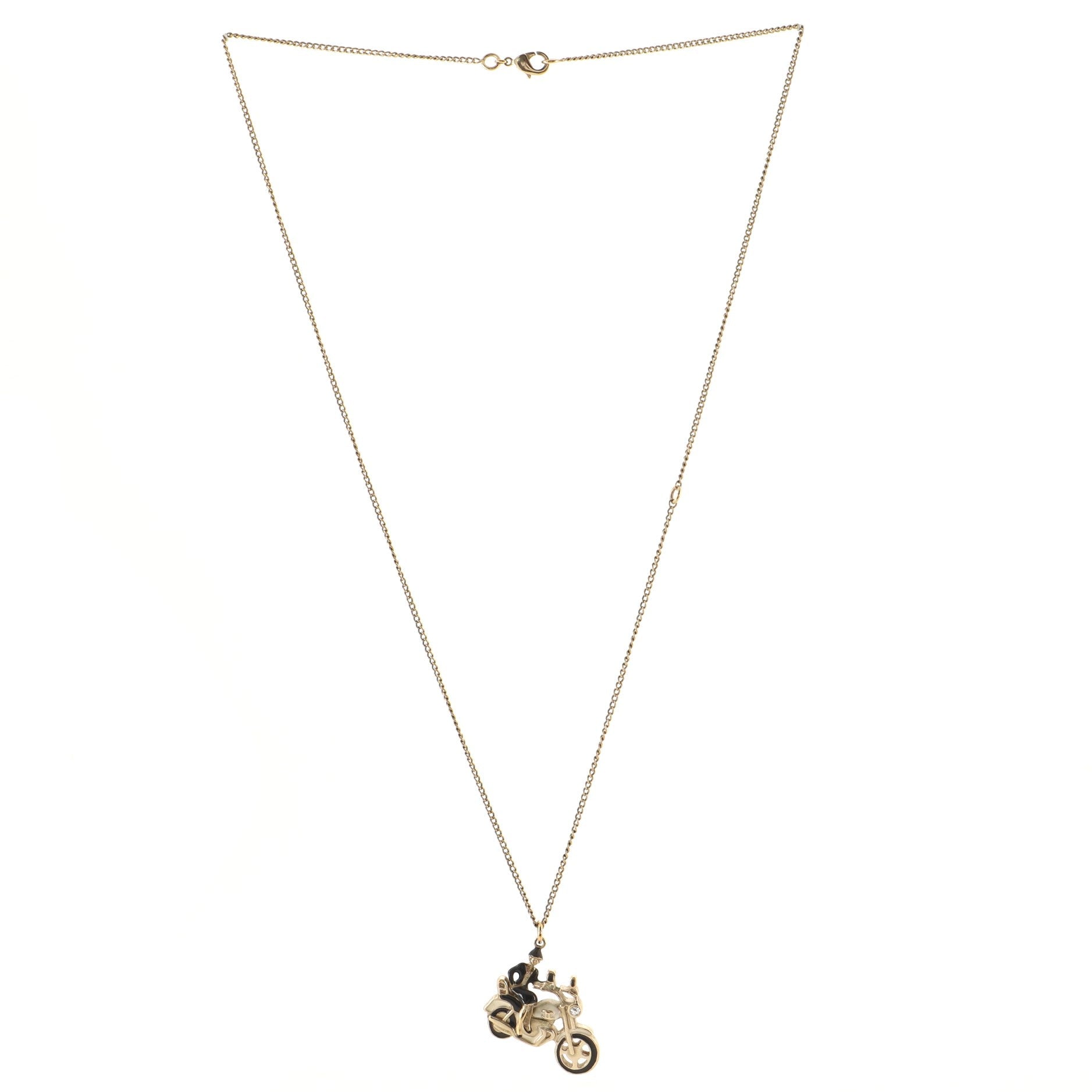 Motorcycle Pendant Necklace Metal with Enamel and Crystal