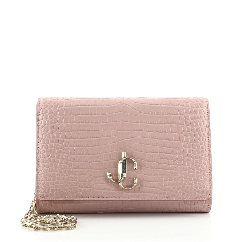 Varenne Chain Clutch Crocodile Embossed Leather