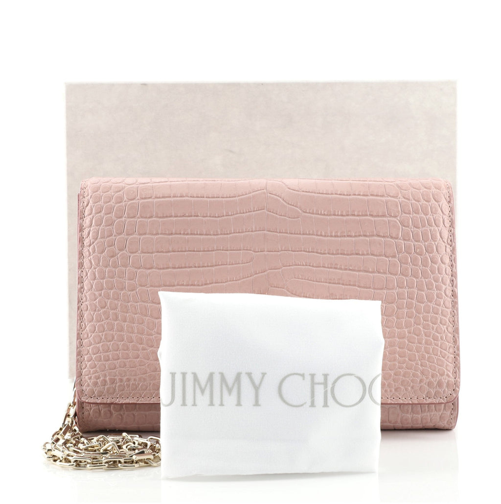 Varenne Chain Clutch Crocodile Embossed Leather