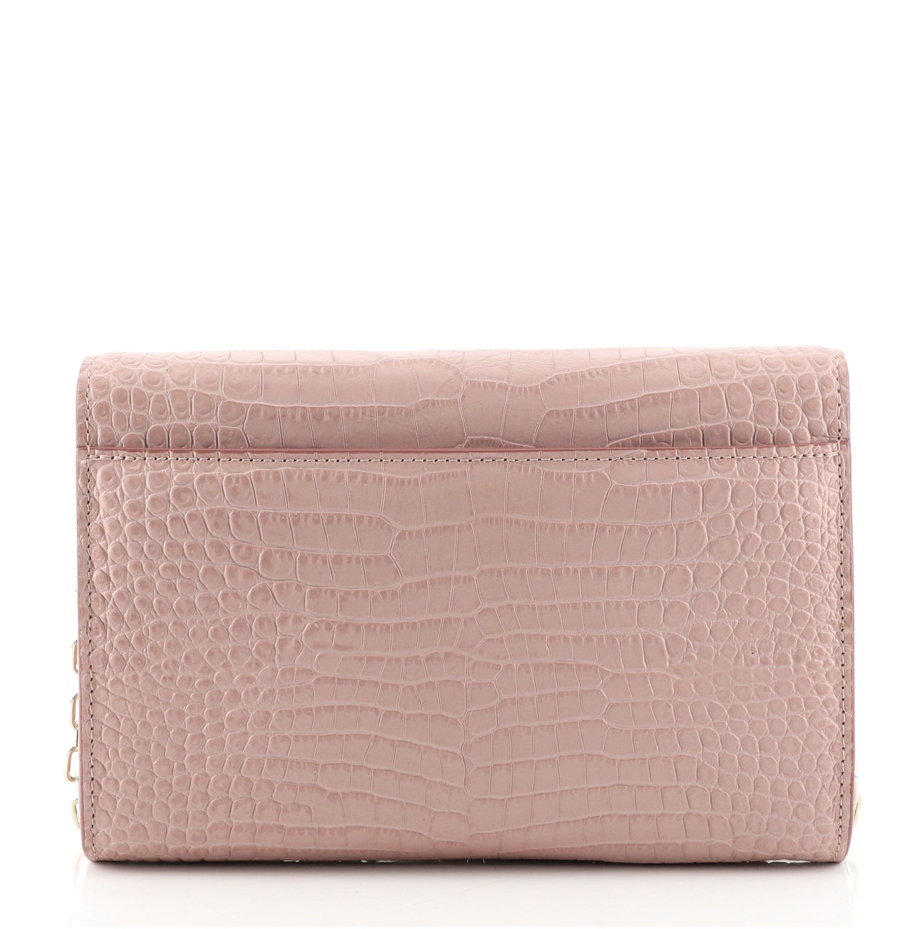 Varenne Chain Clutch Crocodile Embossed Leather