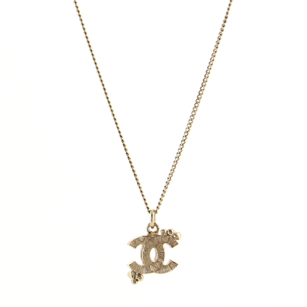 CC Pendant Necklace Crystal Embellished Metal