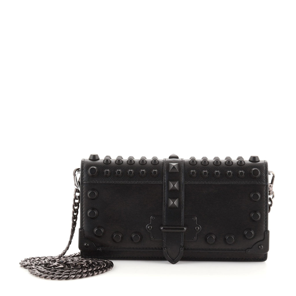 Cahier Crossbody Bag Studded City Calf and Saffiano Leather Mini