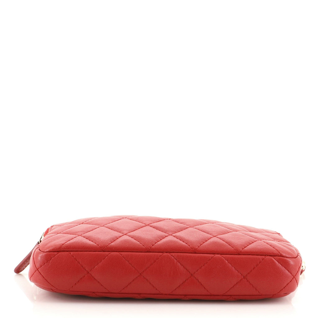 Double Zip Clutch with Chain Quilted Lambskin