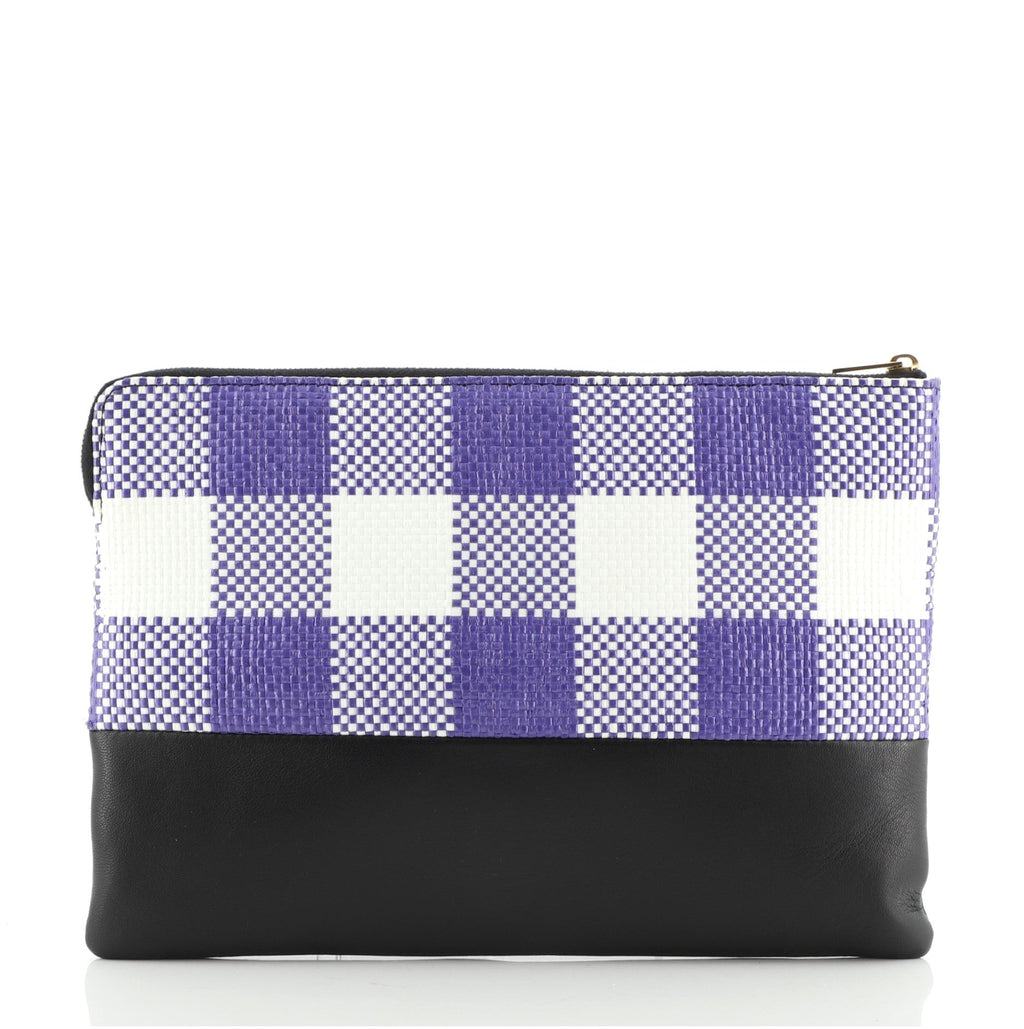 Solo Clutch Woven Raffia and Leather Small