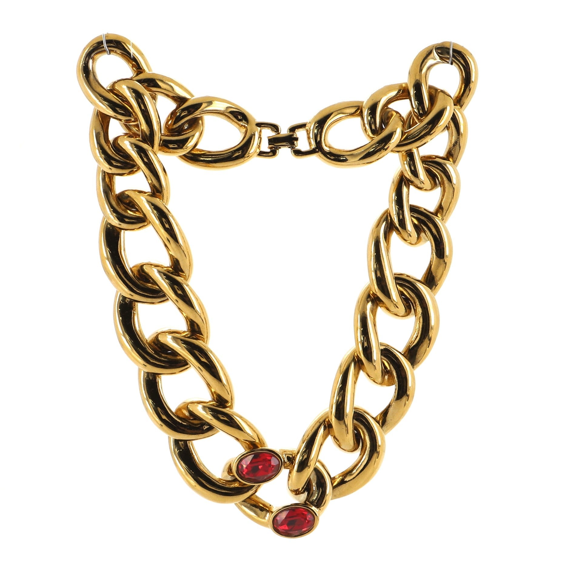 Chunky Chain Necklace Metal with Crystals
