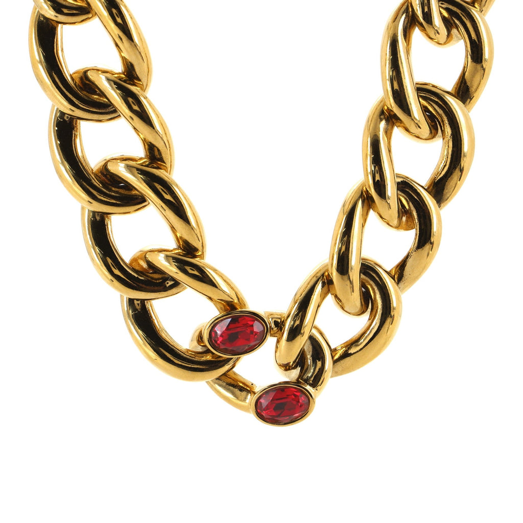 Chunky Chain Necklace Metal with Crystals