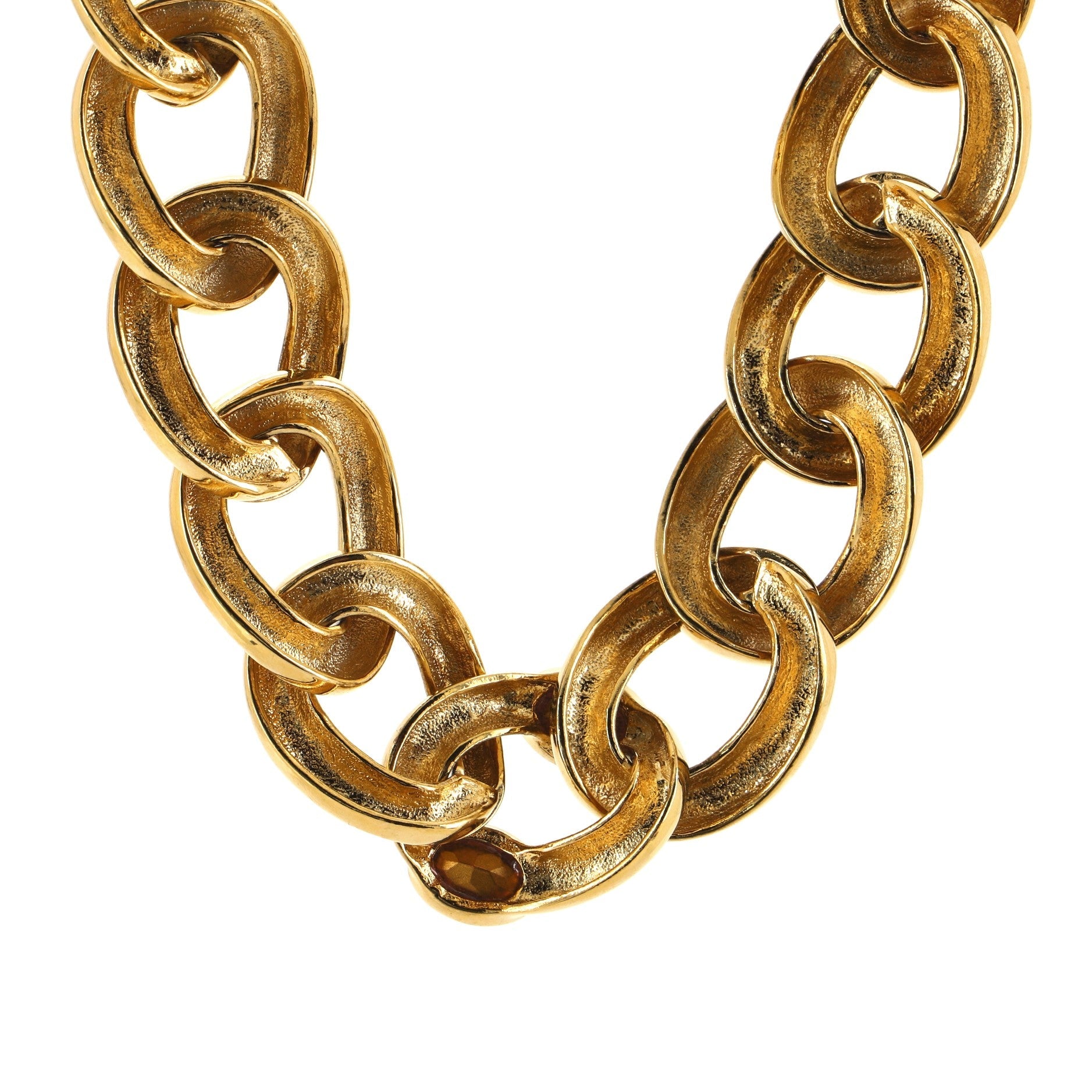 Chunky Chain Necklace Metal with Crystals