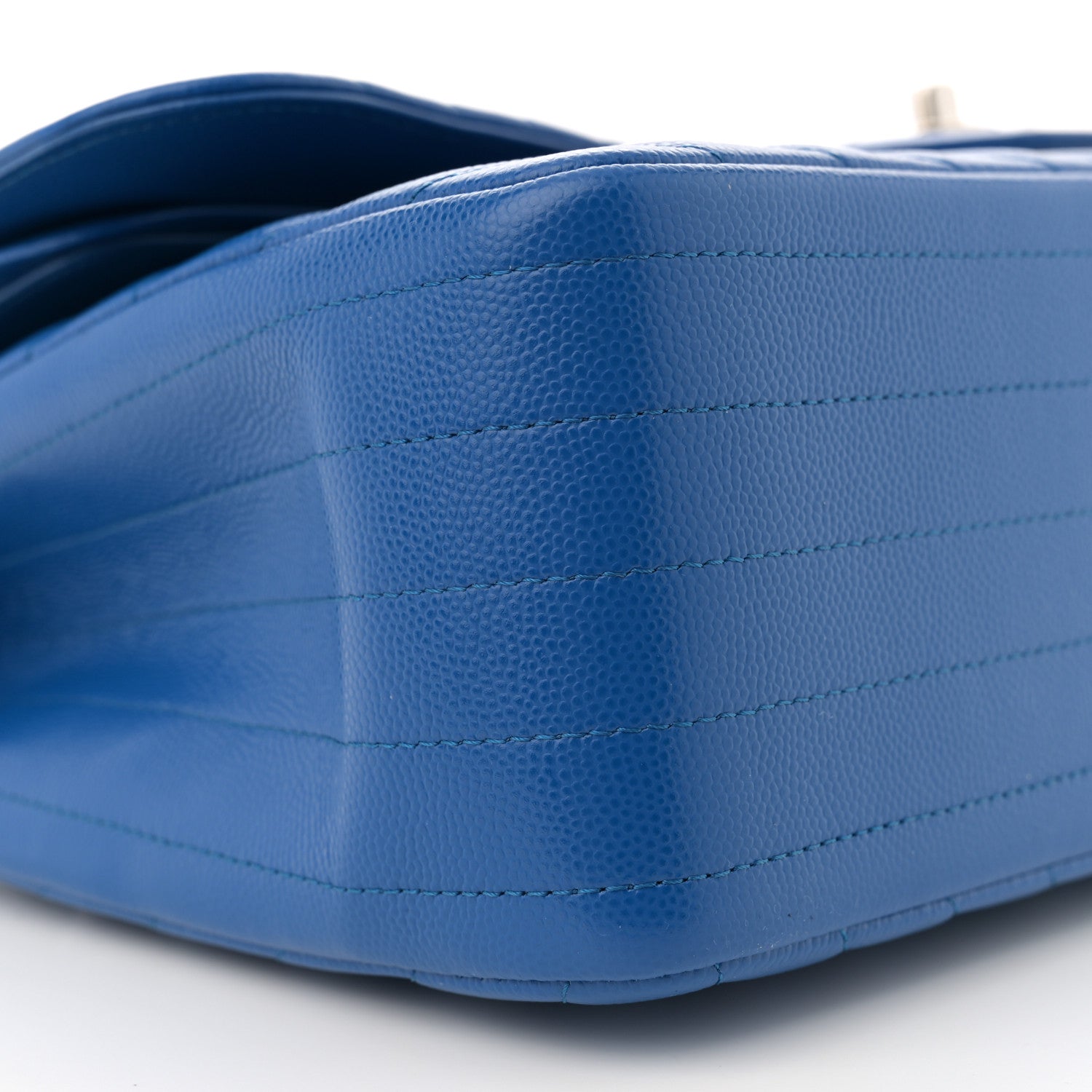 Caviar Chevron Quilted Jumbo Double Flap Blue