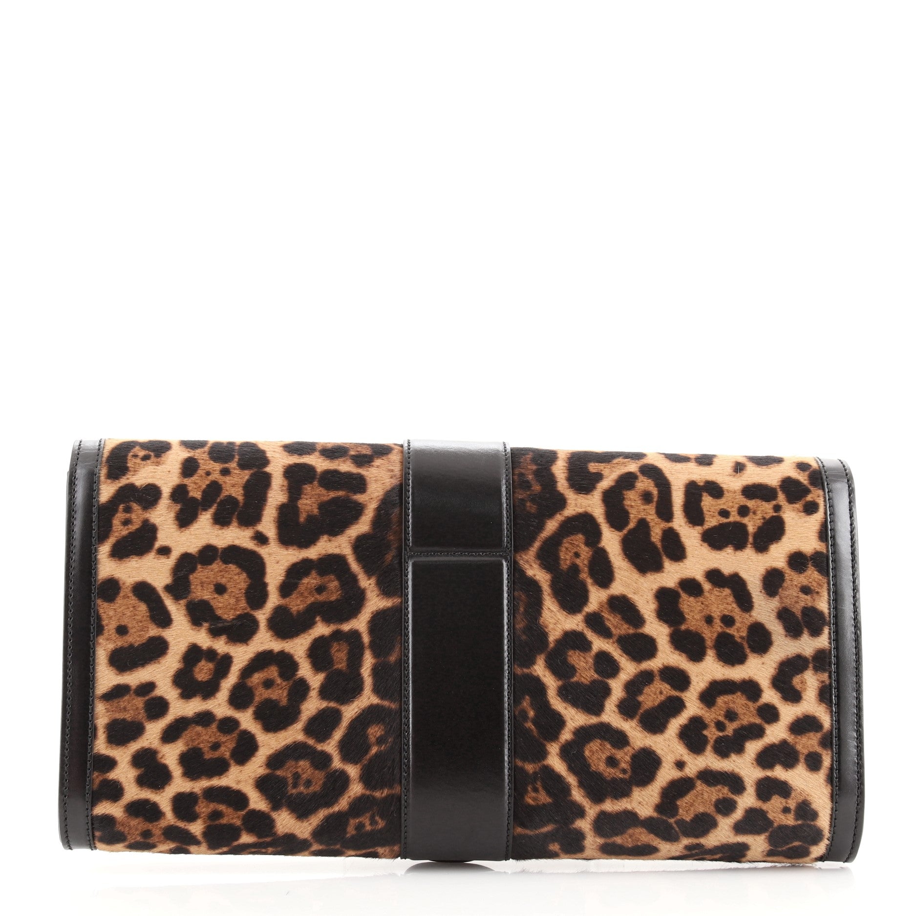 Lady Buckle Clutch Printed Calf Hair with Leather Large