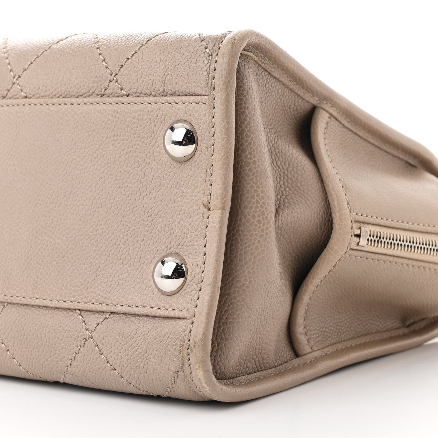 Caviar Quilted Deauville Bowling Bag Beige