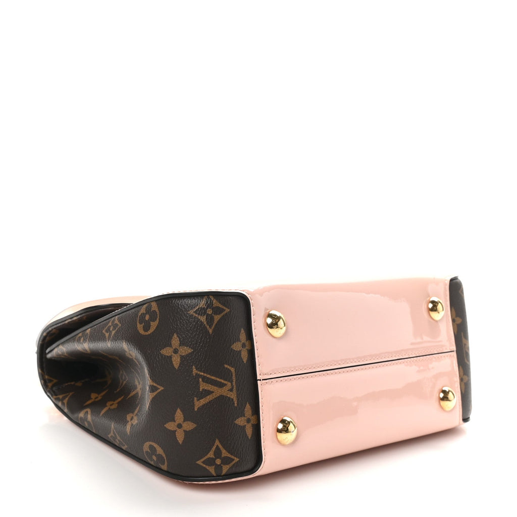 Patent Calfskin Monogram Cherrywood PM Rose Ballerine