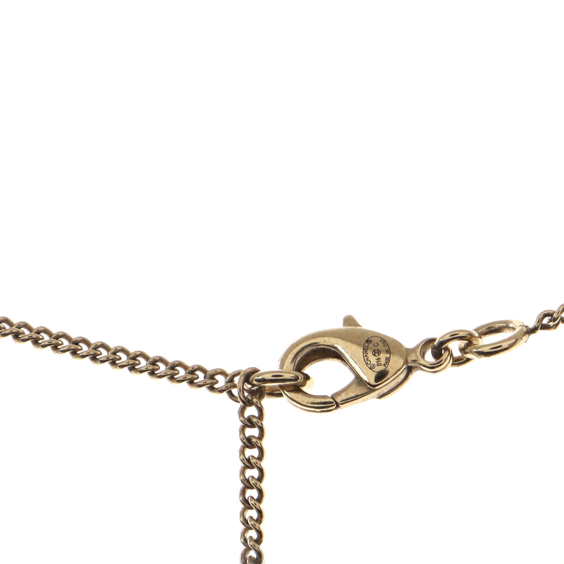 CC Flower Drop Pendant Necklace Metal with Faux Pearl