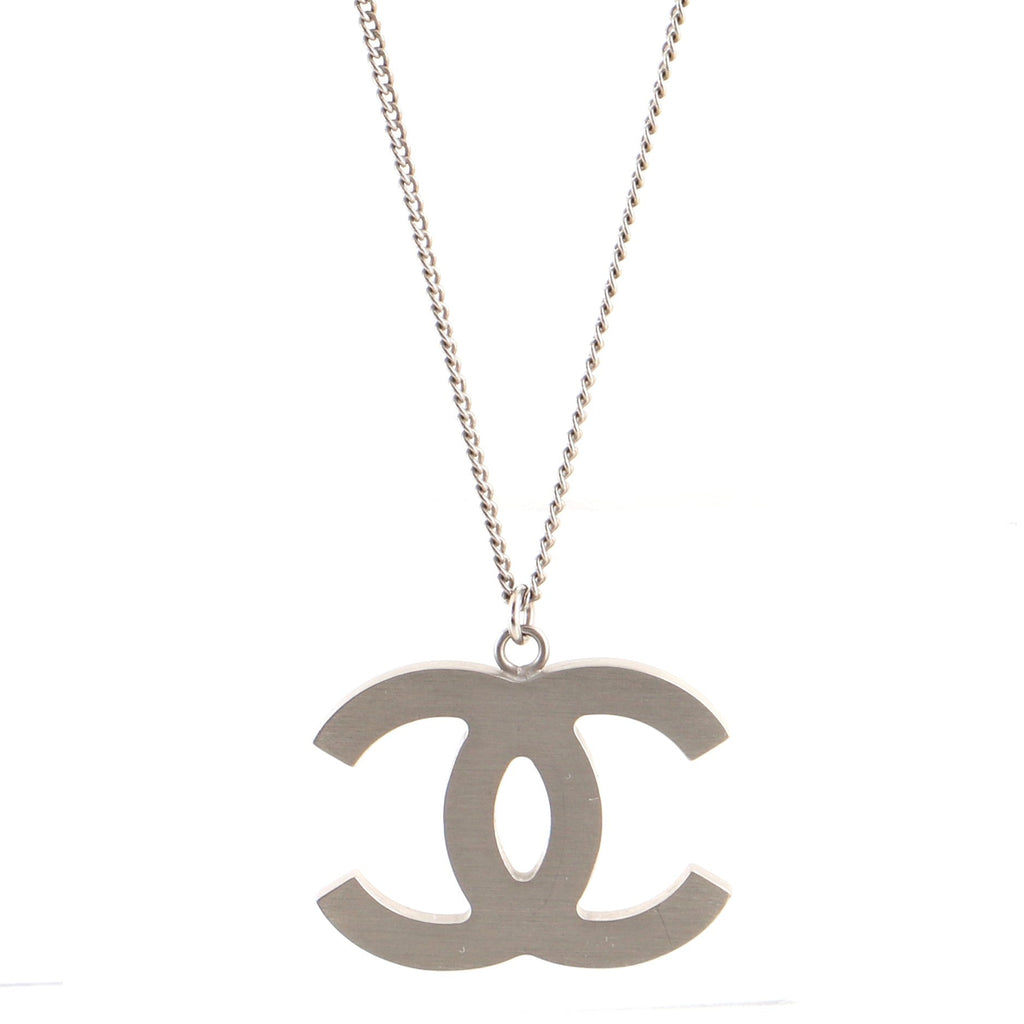 CC Baguette Pendant Necklace Crystal Embellished Metal