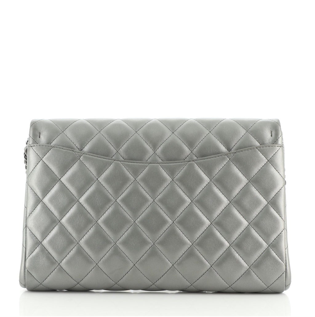 Clutch with Chain Quilted Lambskin