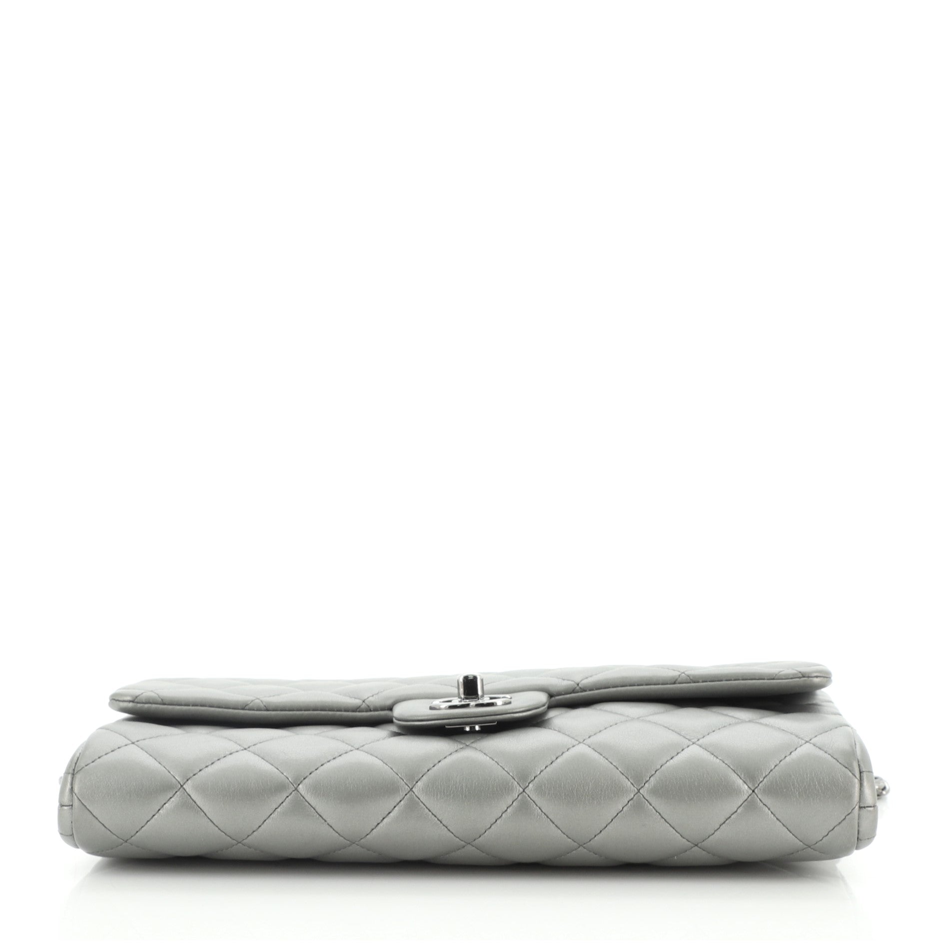 Clutch with Chain Quilted Lambskin
