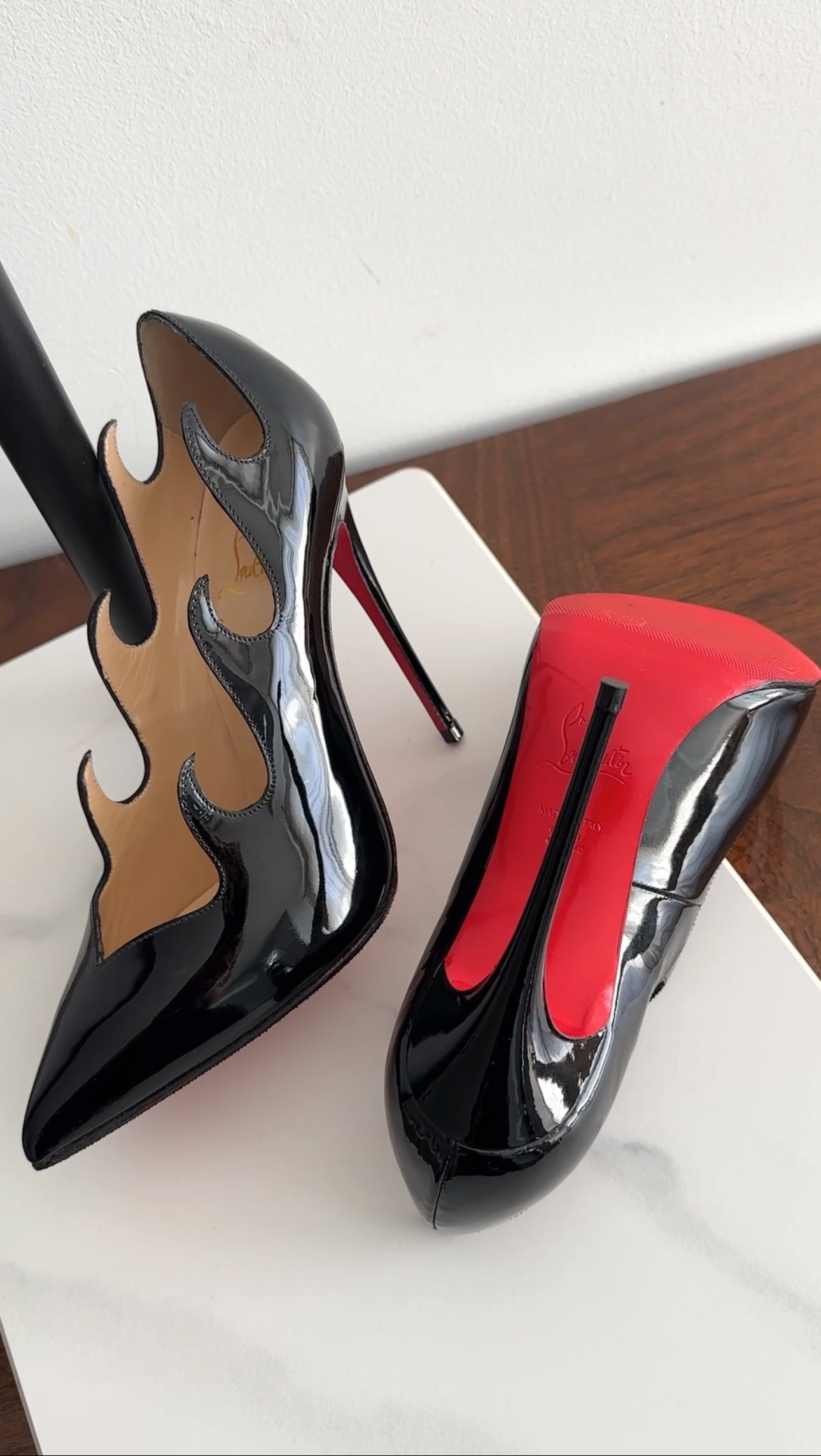 Christian Louboutin Black Patent Olavague 115 Pumps - 35.5