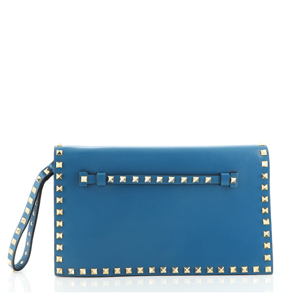 Rockstud Flap Clutch Leather