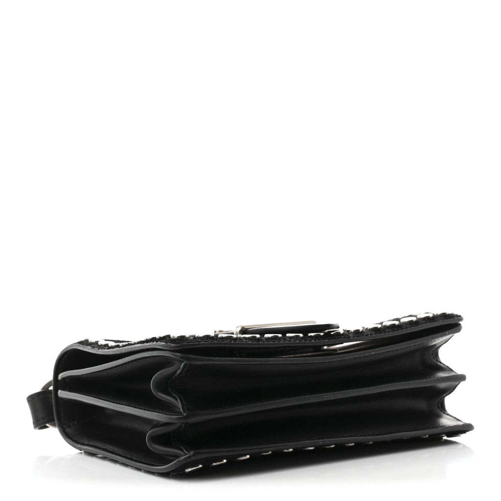 Calf Hair City Calfskin Studded Cahier Bag Black