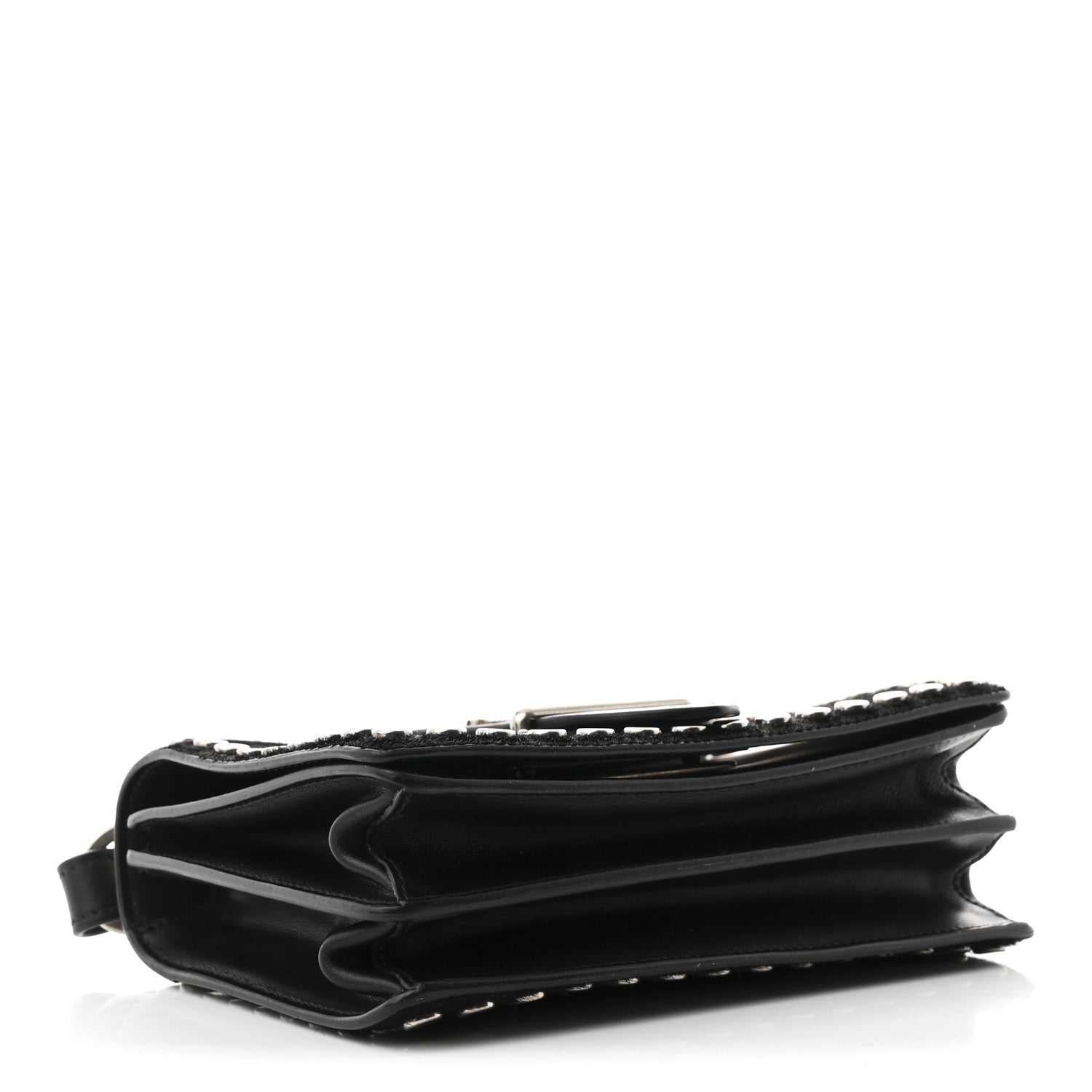 Calf Hair City Calfskin Studded Cahier Bag Black
