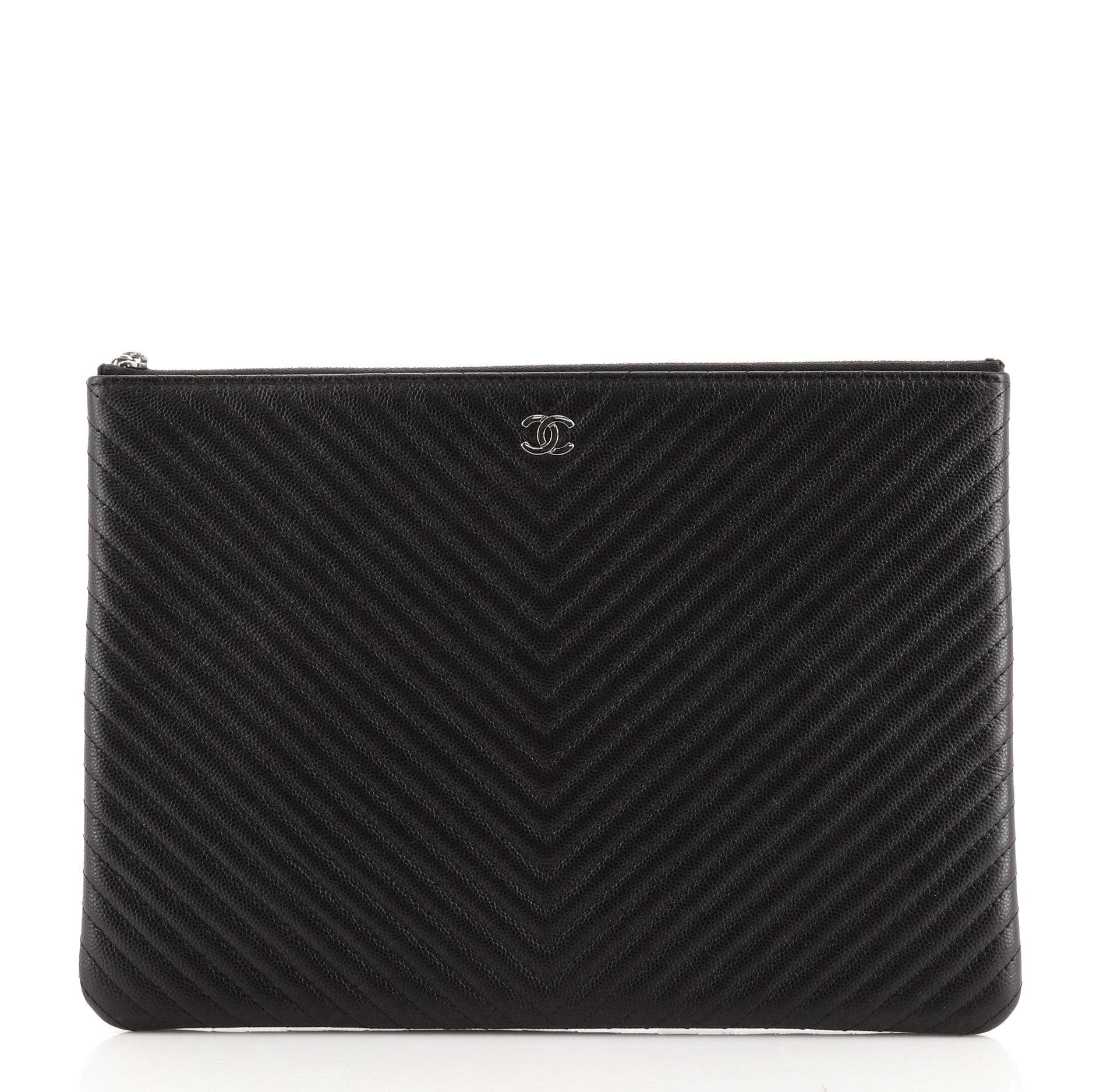 O Case Clutch Chevron Caviar Medium