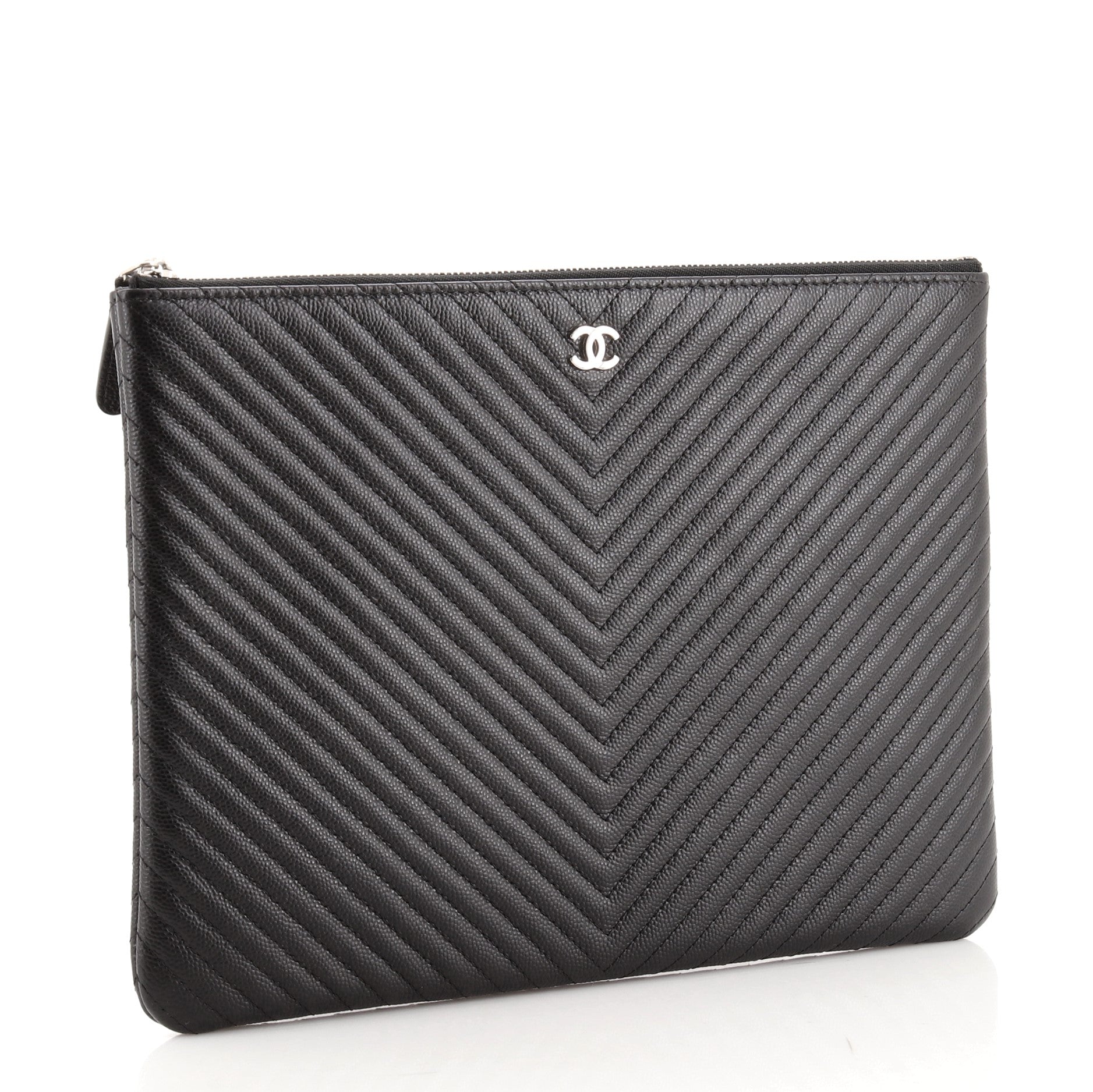 O Case Clutch Chevron Caviar Medium