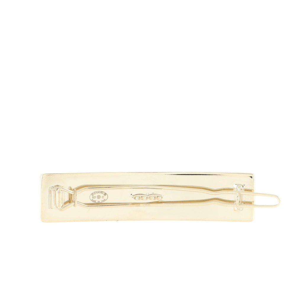 Logo Hair Barrette Crystal Embellished Metal XS