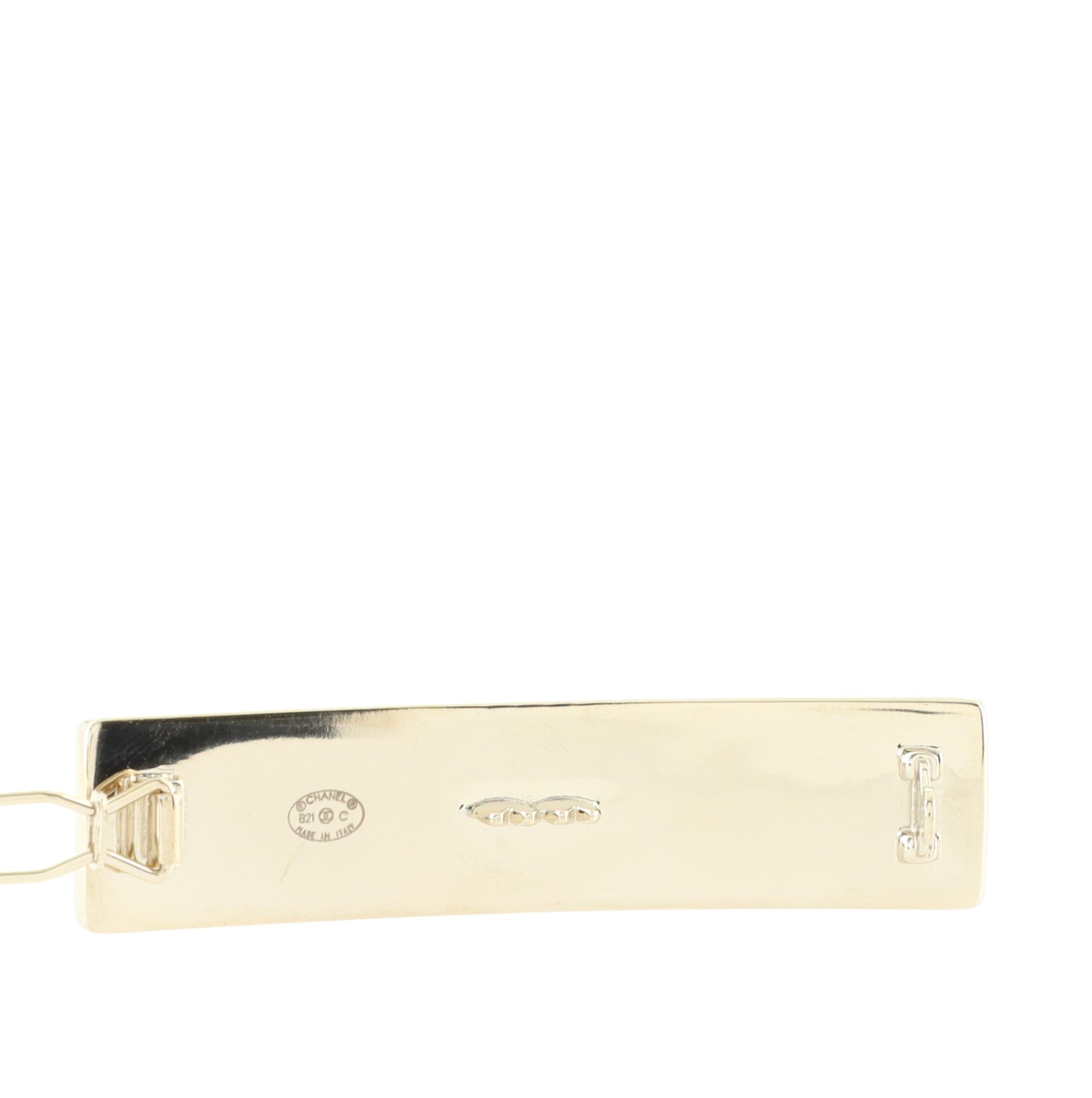 Logo Hair Barrette Crystal Embellished Metal XS