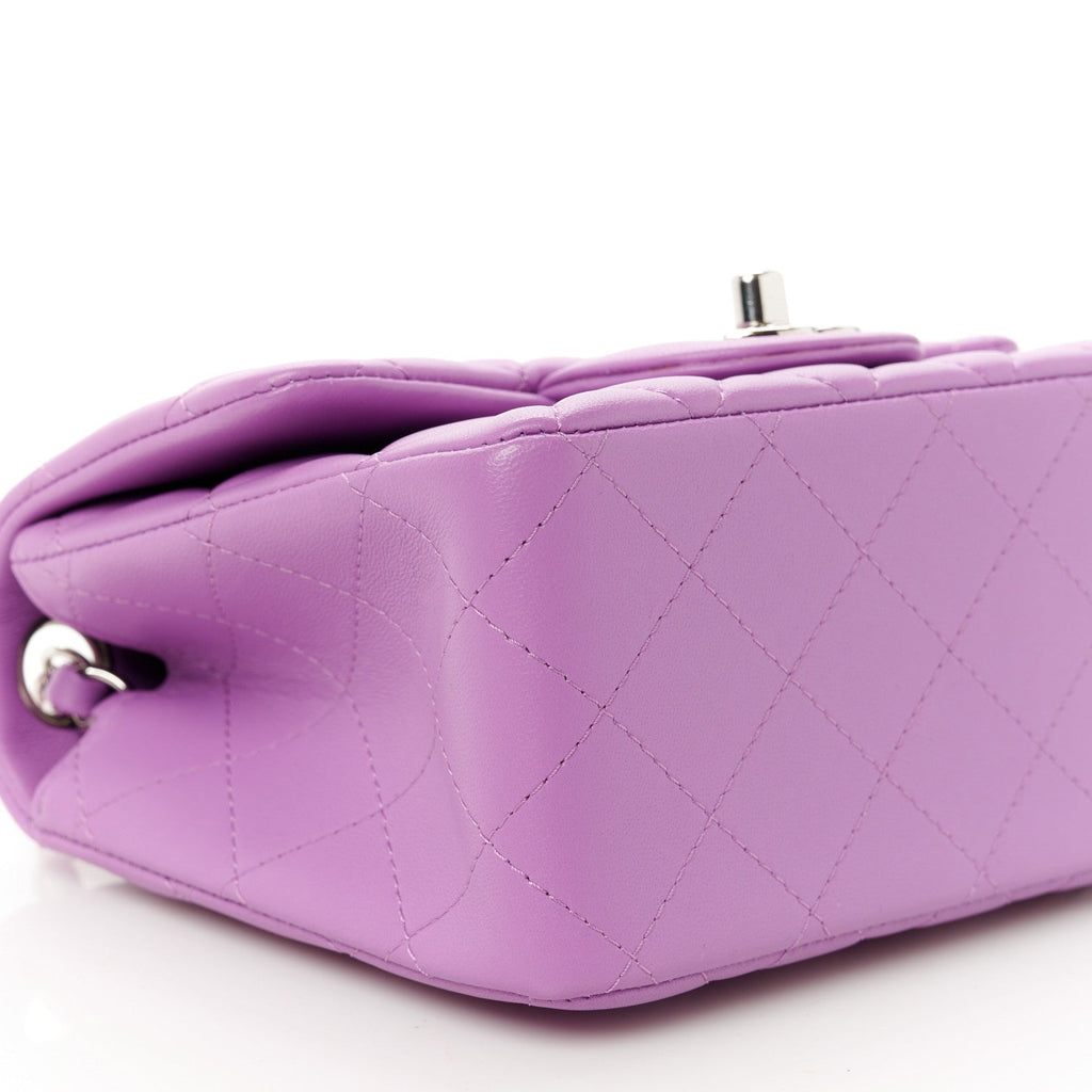 Lambskin Quilted Mini Square Flap Purple