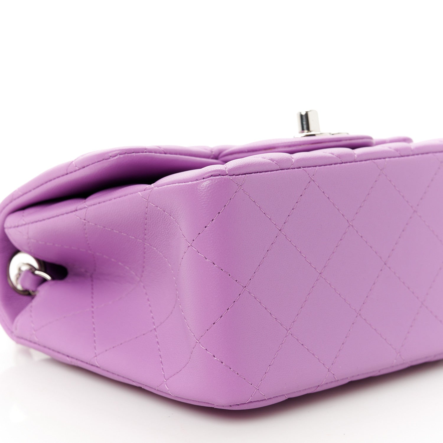 Lambskin Quilted Mini Square Flap Purple