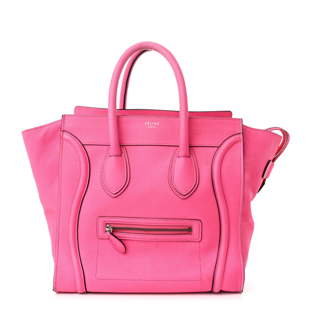 Drummed Calfskin Mini Luggage Fluo Pink