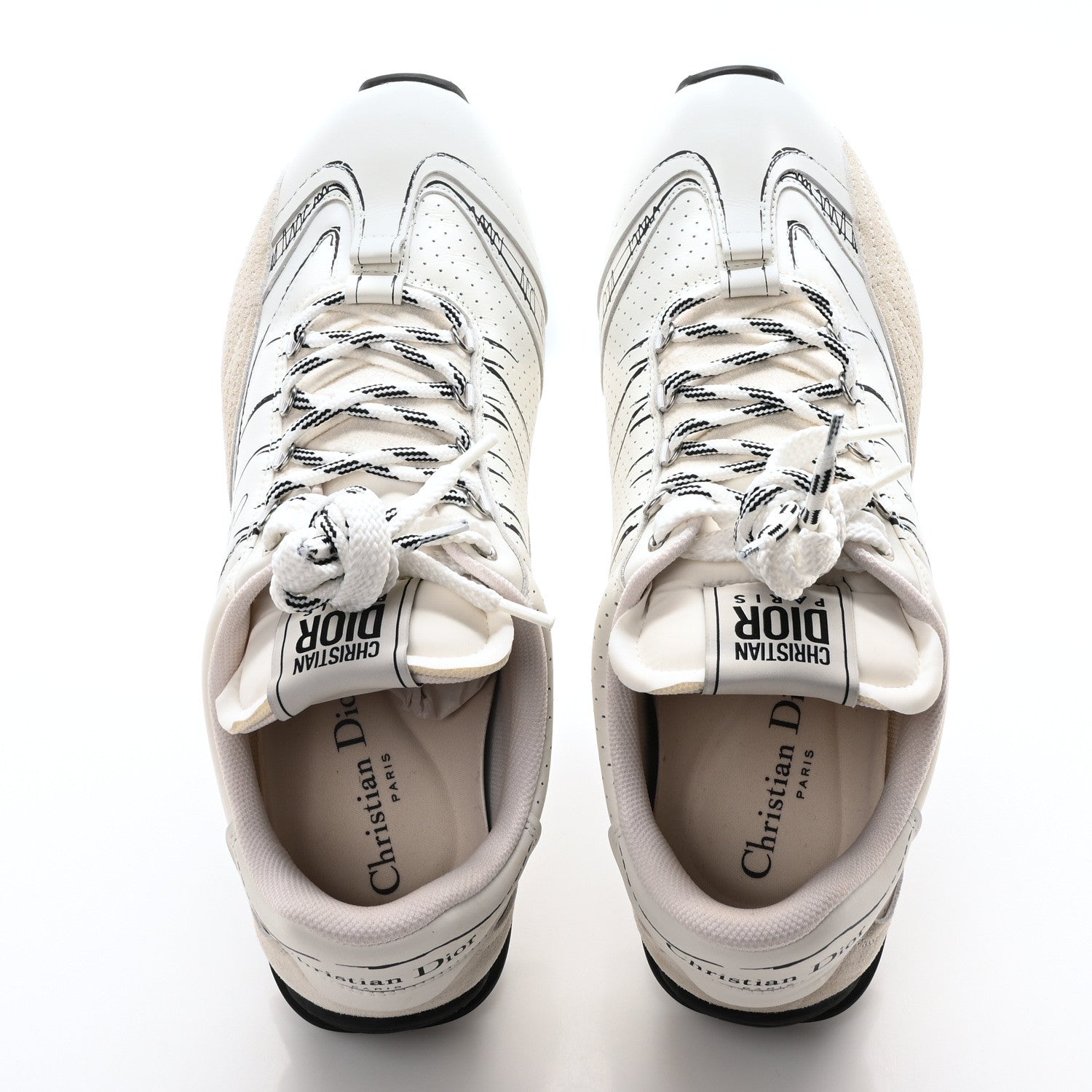 Calfskin Nylon Womens D-Sketch Sneakers 41 White