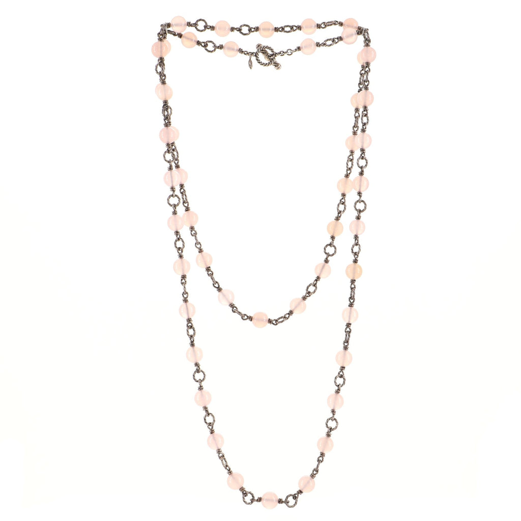 Bijou Beaded Necklace Sterling Silver and Rose Quartz