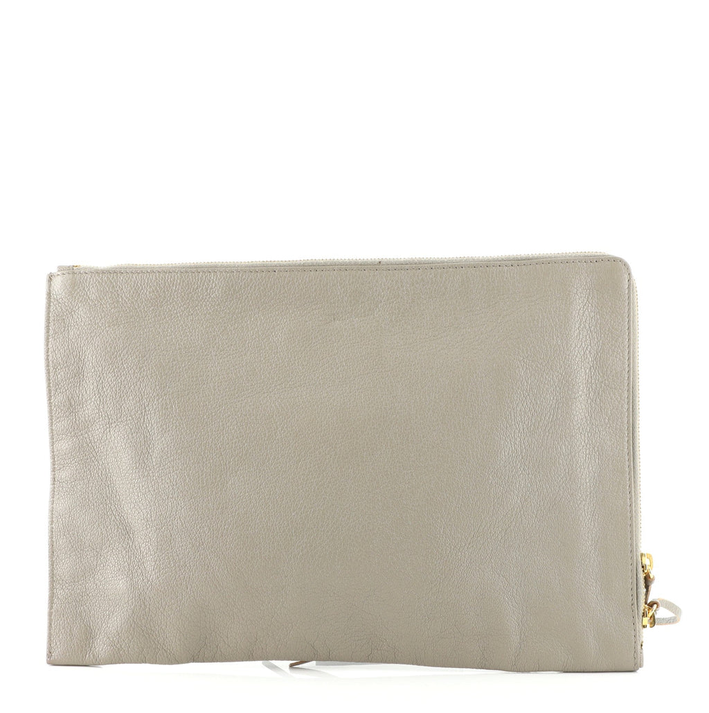 Zip Around Classic Metallic Edge Clutch Leather Medium